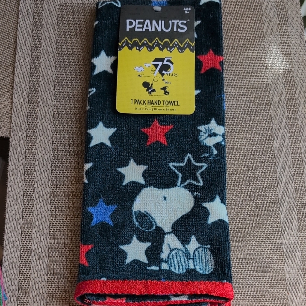Peanuts Hand Towel - Navy Blue with Red, White and Blue Stars